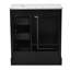 Armoire de meuble-lavabo 30 po - bois massif + lavabo en céramique noire avec trop-plein 3 tiroirs et tablettes réglables