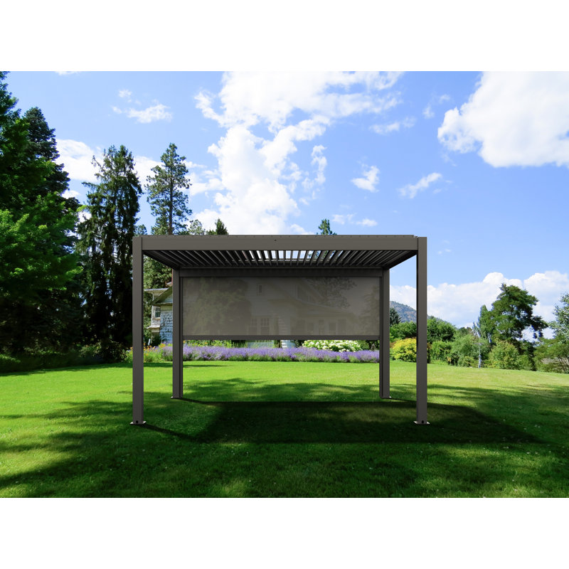 Abat-jour / moustiquaire manuel pour pergola en aluminium Bon Pergola, Gris foncé, L 10 pi