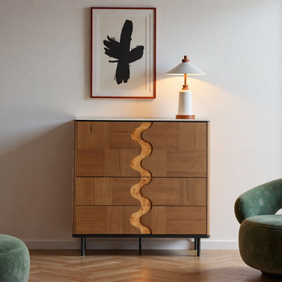 Mid-Century Revolving Door Inlay Accent Cabinet