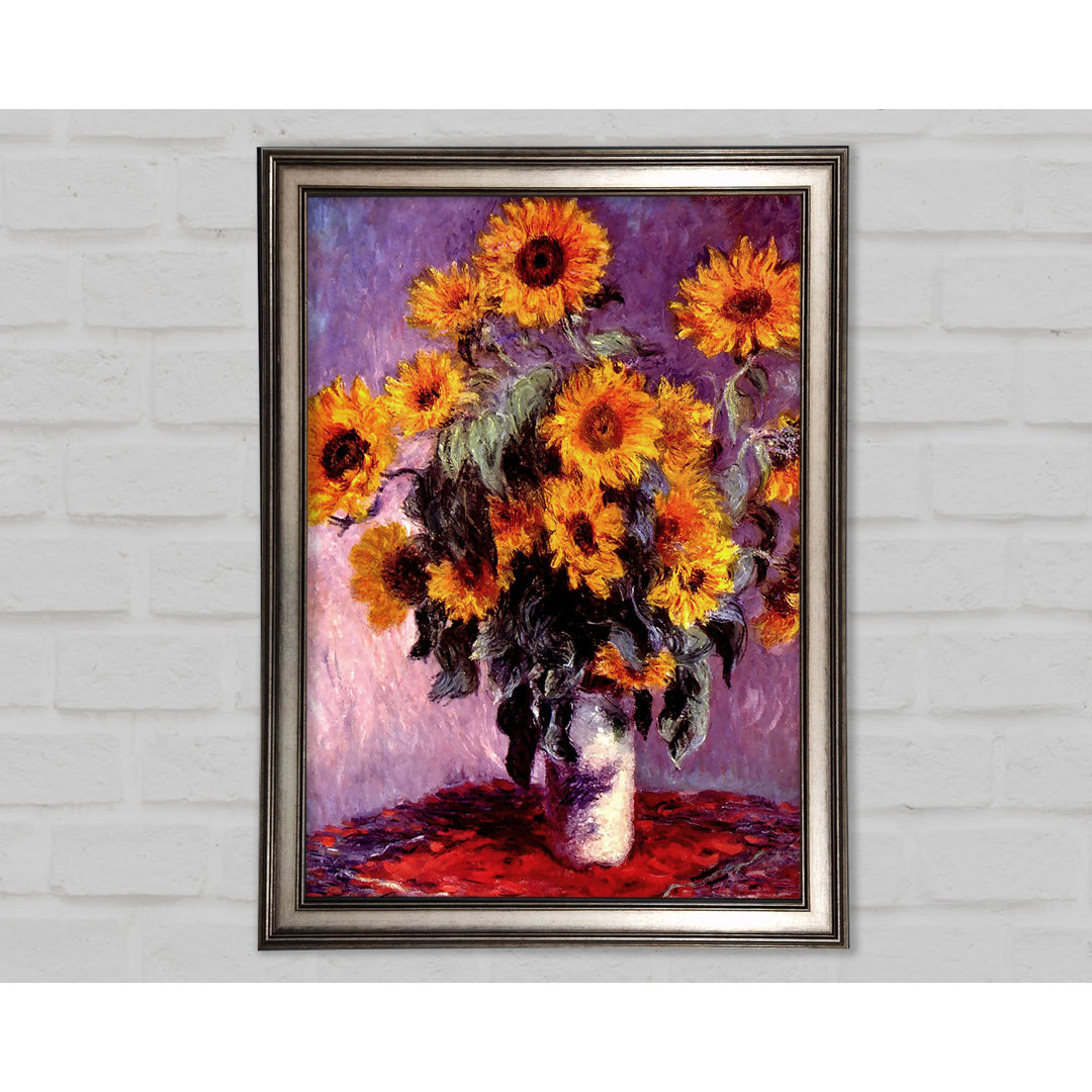 Gerahmtes Leinwandbild Monet Still Life Sunflowers