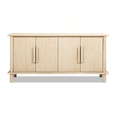 71" Reclaimed Wood 4-Door Sideboard, Light Natural Cerused Reclaimed Pine Wood