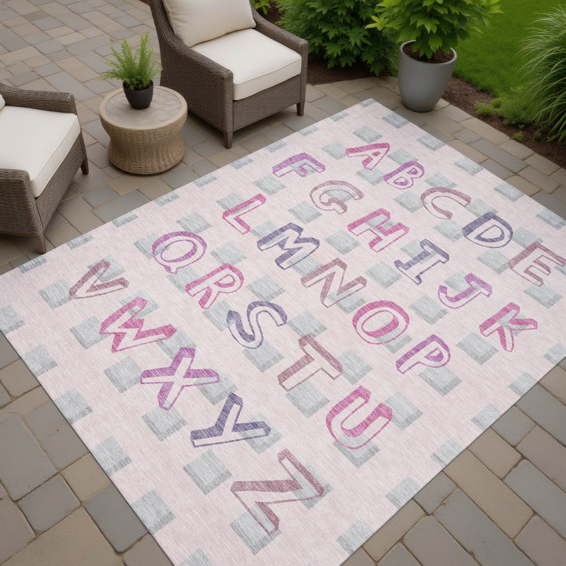 Tapis intérieur / extérieur lavable à la machine Chantille ACN2827, Rose, 9 pi x 12 pi