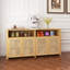 Buffet Mid-Century en rotin avec rangement, crédence de bar à vin rétro-1436620747