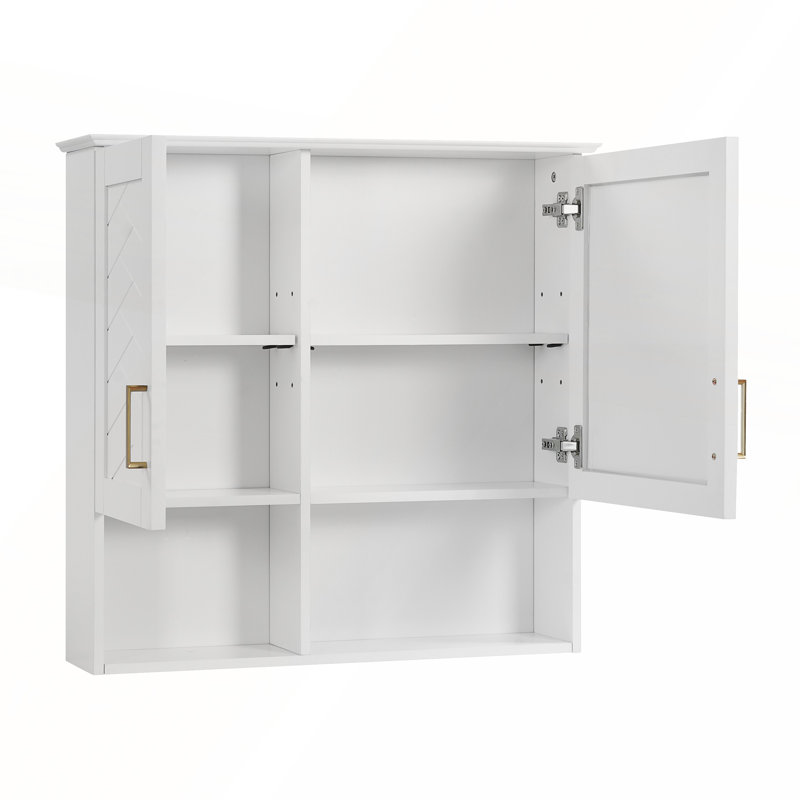 Armoire de toilette murale 2 en 1 avec tablettes réglables et portes à fermeture en douceur pour salles de bain modernes