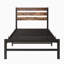 Structure de lit plateforme simple avec tête de lit en bois rustique rétro, sommier à lattes métalliques solides-263575025