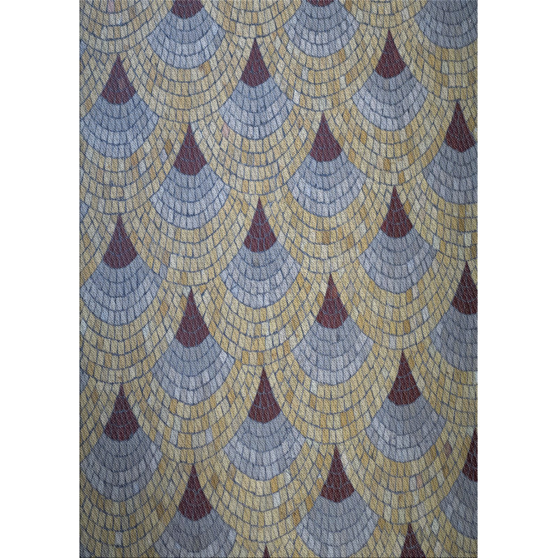 Tapis bleu marine/gris marine à motifs, Rectangle 6 pi x 9 pi