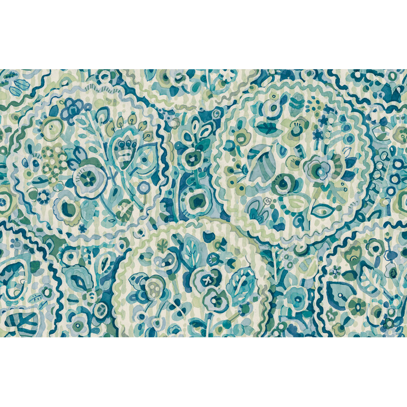 Papier peint adhésif bleu sarcelle Camille, Sarcelle