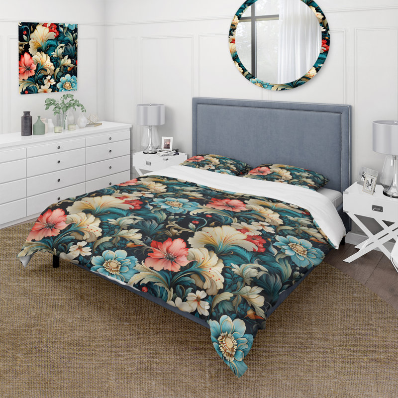 Literie Natalise, Housse de couette pour grand lit et 2 taies décor