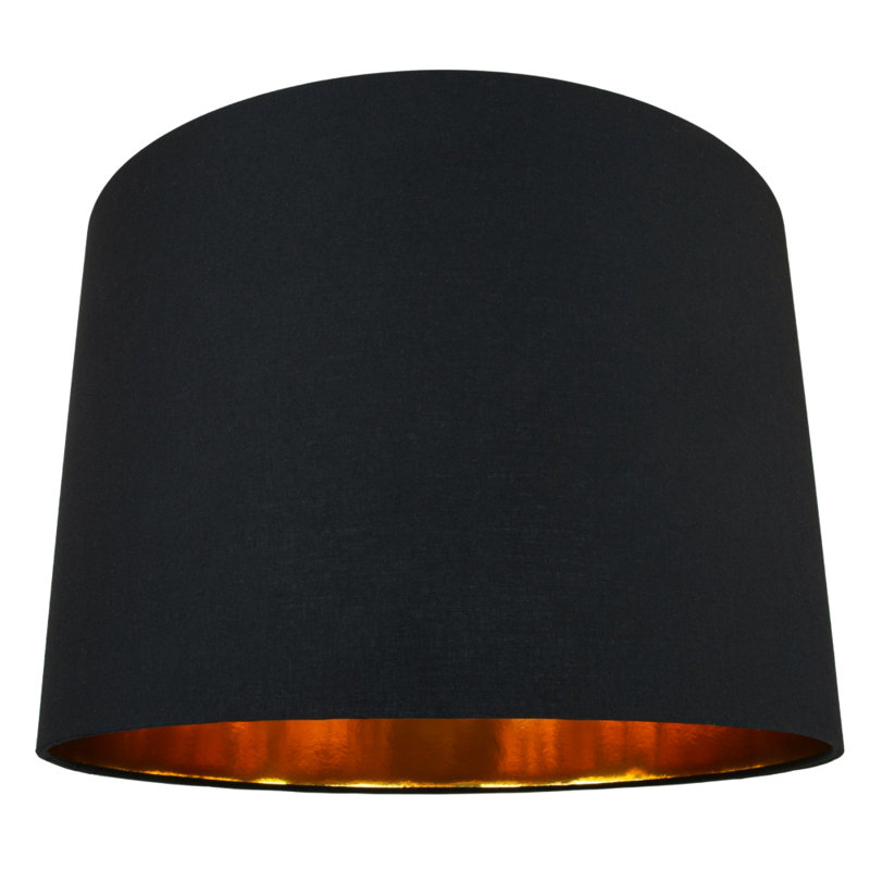 Contemporary Cotton Lamp/Light Shade with Shiny Paper Inner, 28cm H x 40cm W x 40cm D, Black