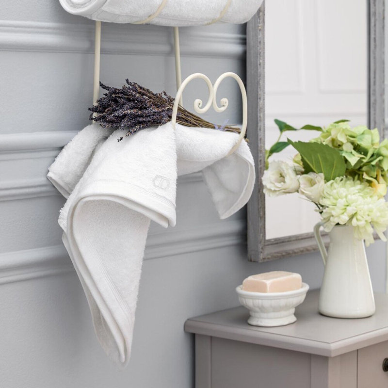 Serviette de bain en mélange de coton Poitiers, Blanc