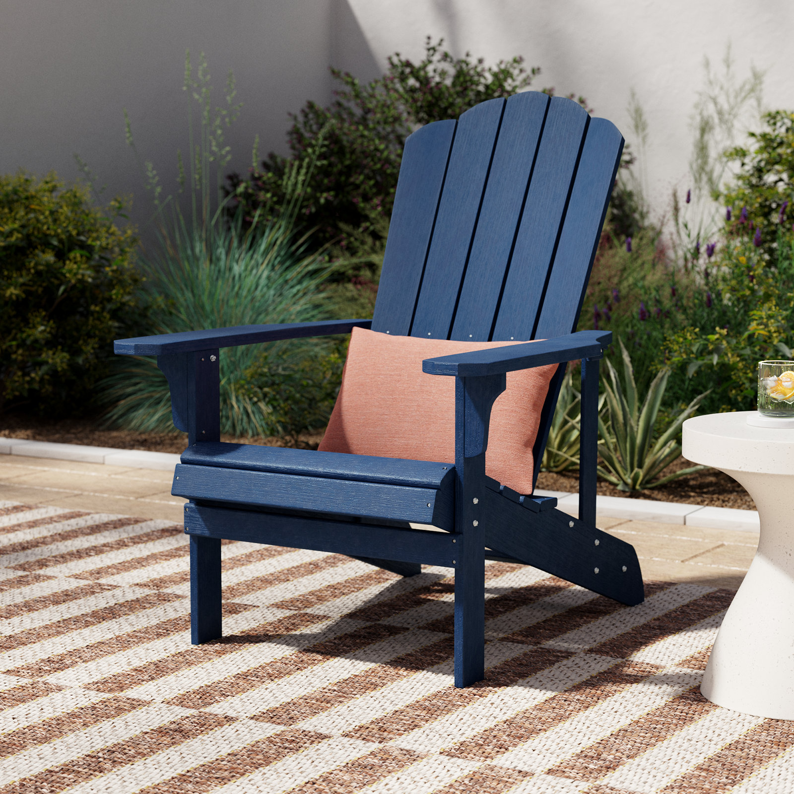 Clarence Outdoor Adirondack Chair, Blue