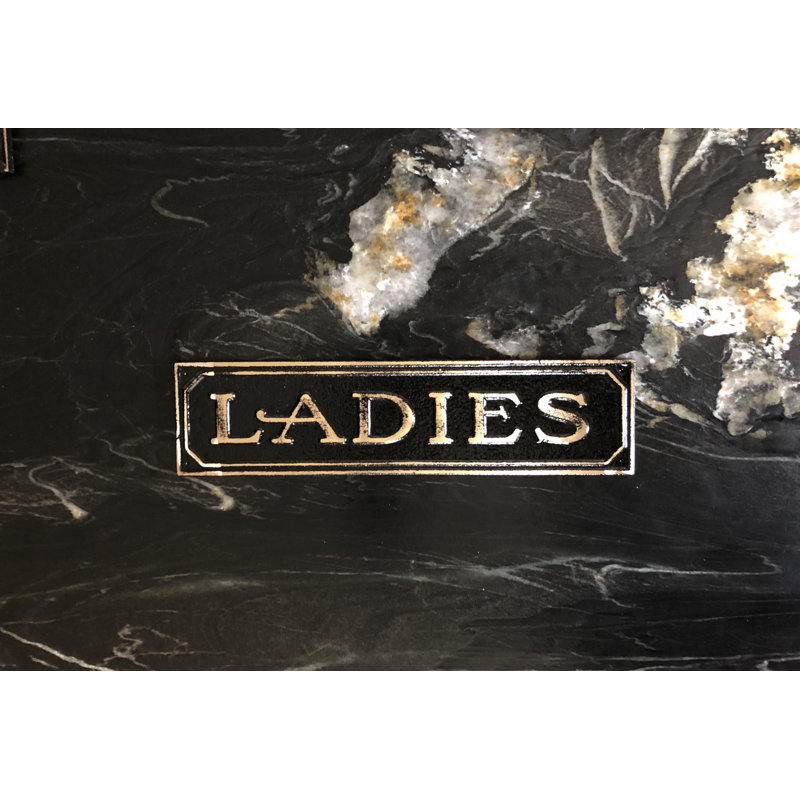 Enseigne de porte en laiton ladies, Oui, Laiton antique noir