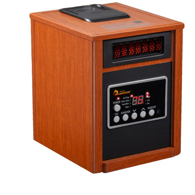 DR. INFRARED HEATER DR-998, appareil de chauffage infrarouge à double chauffage 1500W avec humidificateur, oscillation, télécommande, thermostat et protection de sécurité, portable avec roues, écoénergétique, cerise