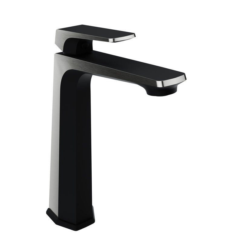 Single-Hole Single-handle Bathroom Faucet with Drain Assembly, Matte Black/Brushed Nickel