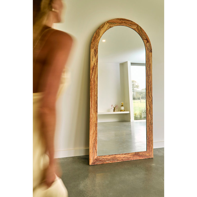 Zehra 35 in. x 75 in. Natural Stone Marble Arch Framed Mirror