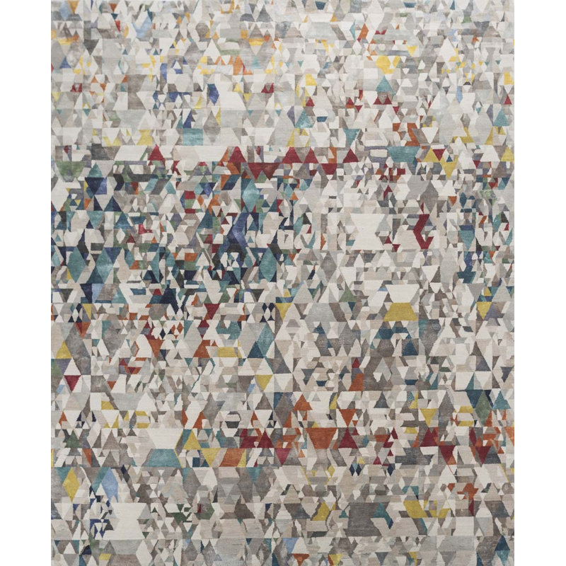 Tapis rectangulaire contemporain en laine noué à la main
