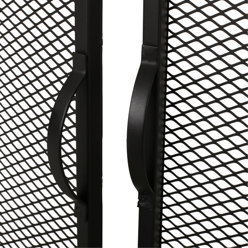 Pare-étincelles pratique en fer avec accès à charnières - utilisation pratique, H 29,95 po x l 41,11 po en noir mat