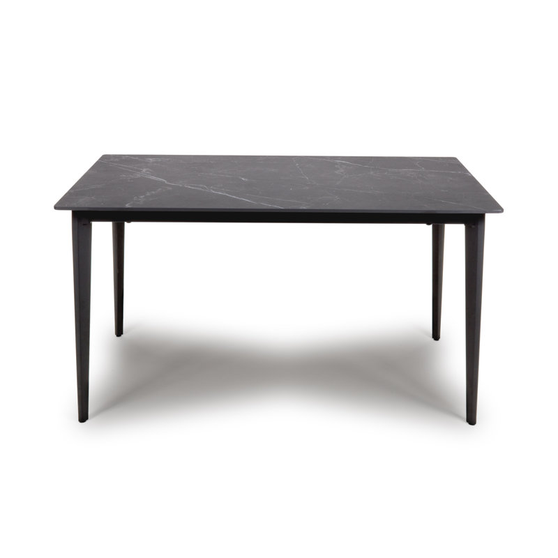 Buisan Stone Top Metal Base Dining Table, Black