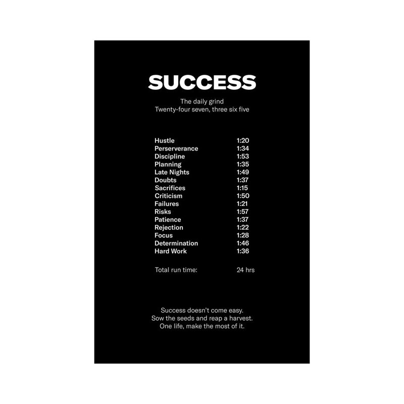Succès (édition noire) - impression, H 18 po x l 12 po x 1,5 po