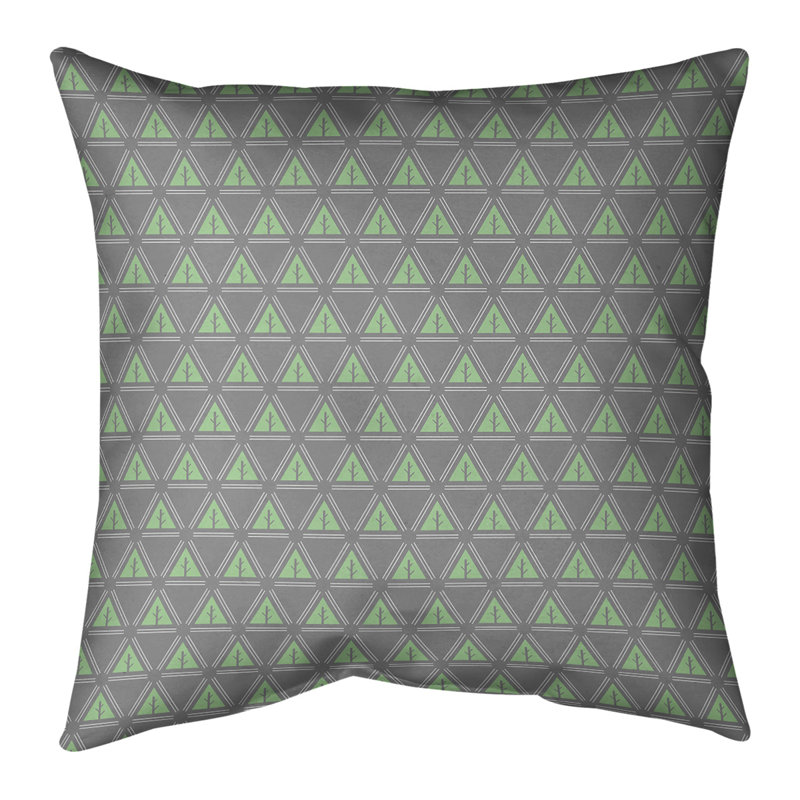 Coussin décoratif à motif d’arbre minimaliste classic Barbra, Bourre en polyester, 36 po x 36 po, Vert / Gris
