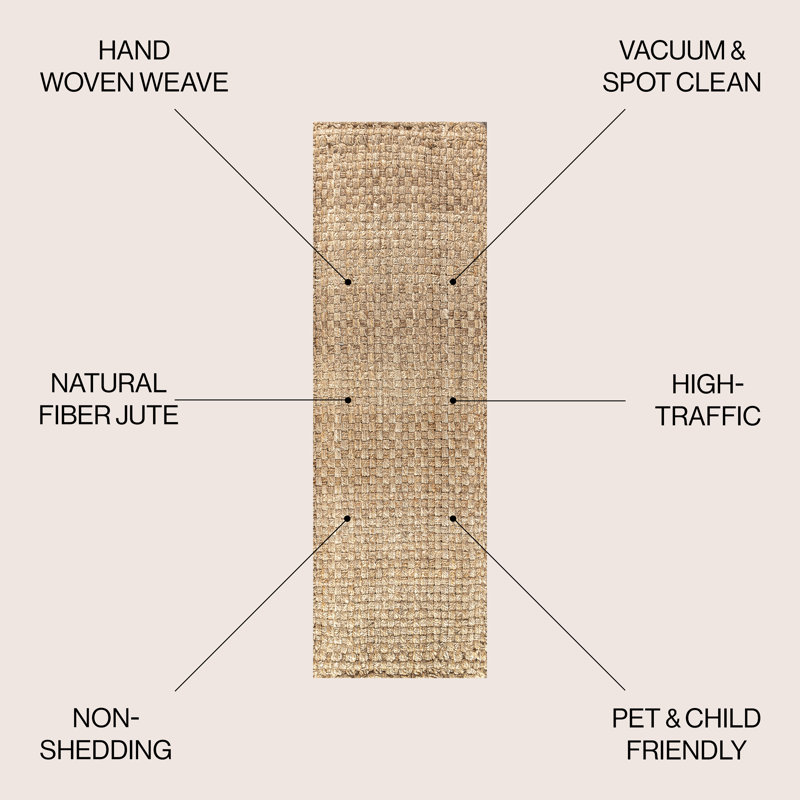 Ehlers Hand Woven Boucle Chunky Jute Natural Rug, Runner 2'2" x 10'