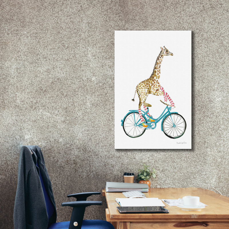 Art mural sur toile Trinx «Giraffe Joy Ride 1 No Ballons» par Mercedes Lopez Charro, H 40 po x l 26 po x P 1,5 po