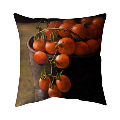 Bucket of Cherry Tomatoes - Outdoor Throw Pillow for Decor