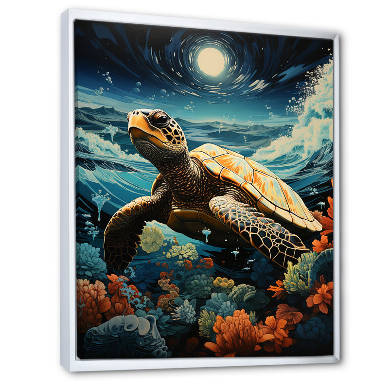 Reproduction d'art sur toile Baroda, H 44 po x l 34 po x P 1,5 po, Cadre flottant blanc