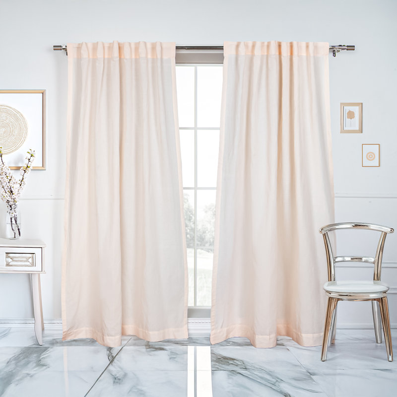 Colyer Cotton Blend Semi Sheer Single Curtain Panel Panel, 52" W x 108" L, Pink