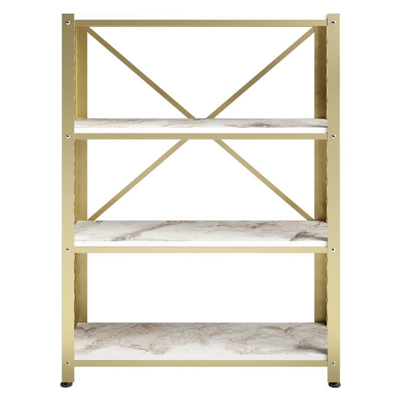 121.92cm H x 91.44cm W Steel Etagere Bookcase, Ephesus/Gold
