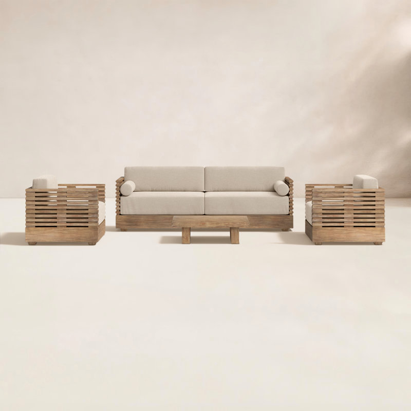 Ensemble de conversation à assise profonde et coussins 5 pièces Aerilyn, Taupe performance, Brun