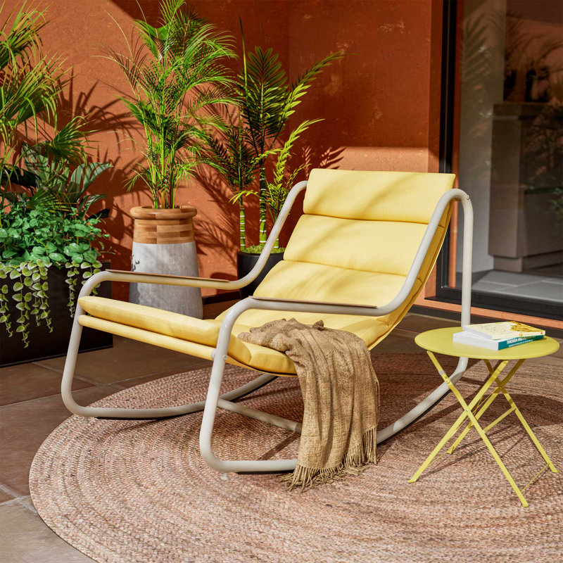Chaise berçante surdimensionnée pour patio, Jaune / crème