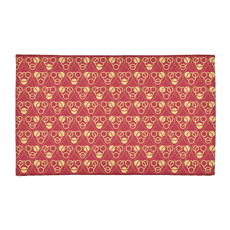 Tapis de zone rouge/orange cercles/vagues, Rectangle 2 pi x 3 pi