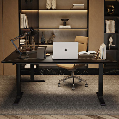 Black L-Shaped Solid Wood Standing desk