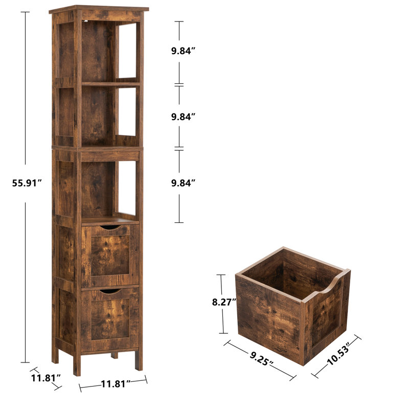 Armoire de rangement à 3 niveaux avec 2 tiroirs Loon Peak®, Brun rustique