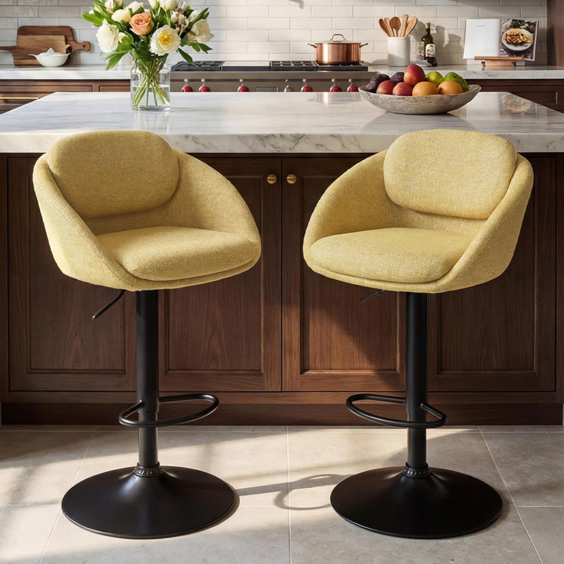 Joutel Swivel Yes Upholstered Chenille Bar Stool
