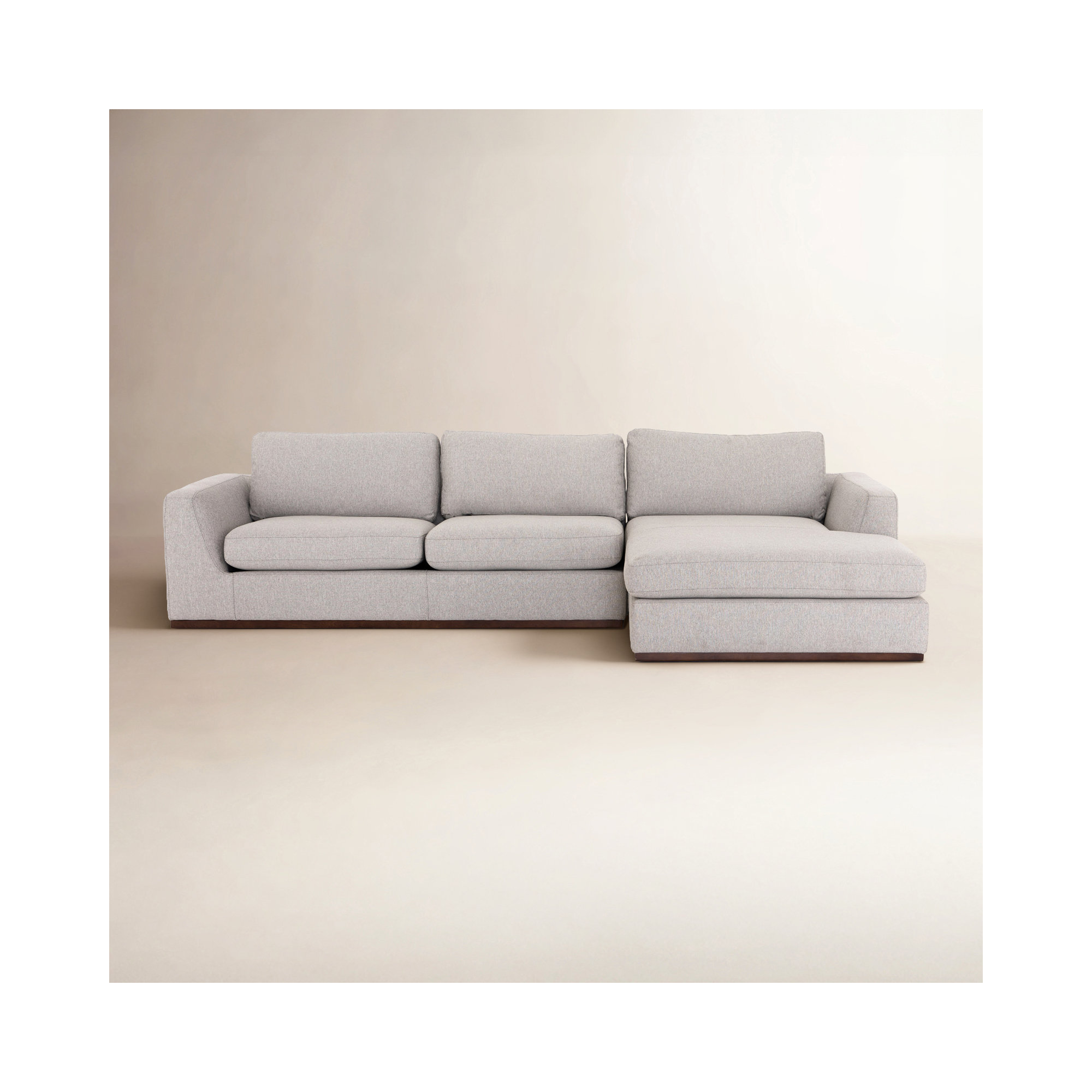 Marah Modular Upholstered Chaise L-Sectional, Right Hand Facing, Aldred Silver/Polyester Blend