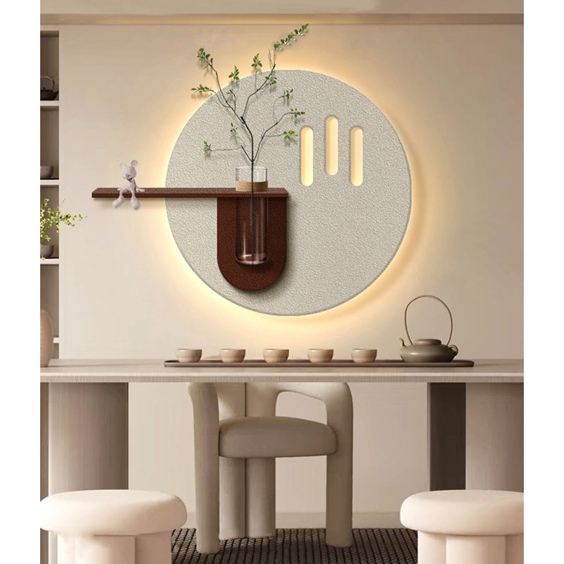 Décoration murale en forme de vase en grès crème de style crème, H 27,56 po x l 35,83 po x P 5,51 po