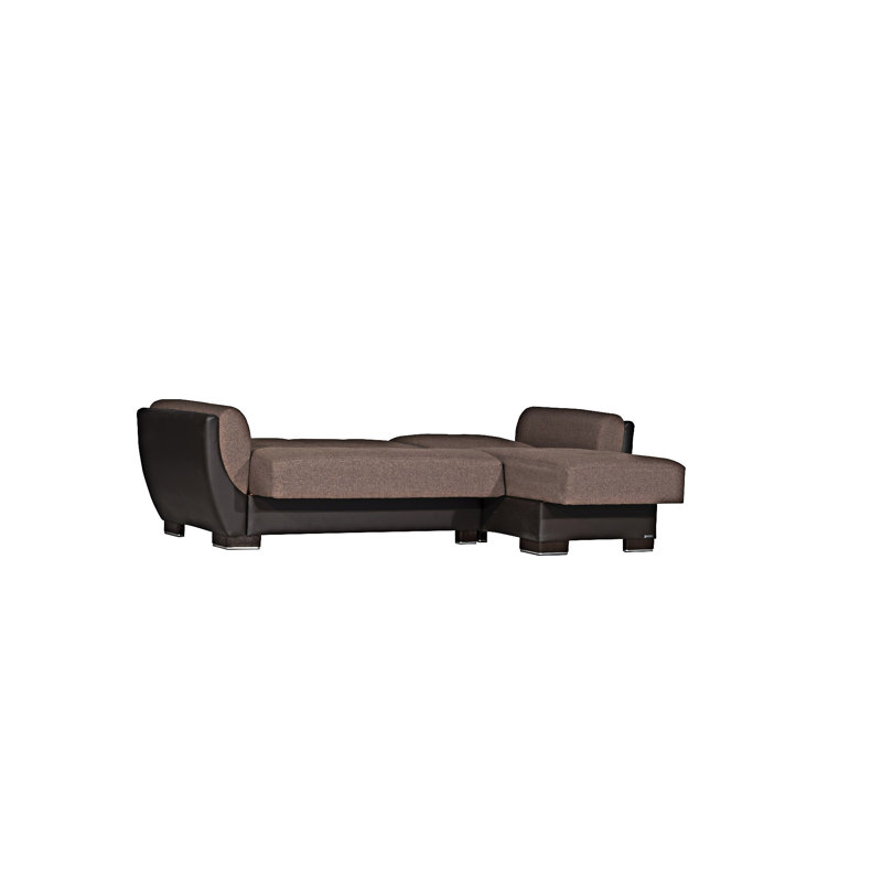 Chaise longue rembourrée convertible avec rangement, Brun / Noir
