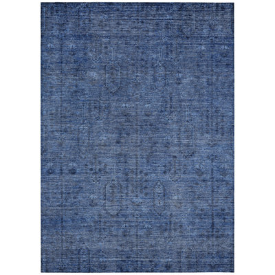 Tapis intérieur / extérieur lavable bleu marine et bleu du sud-ouest 5 pi x 8 pi HomeRoots