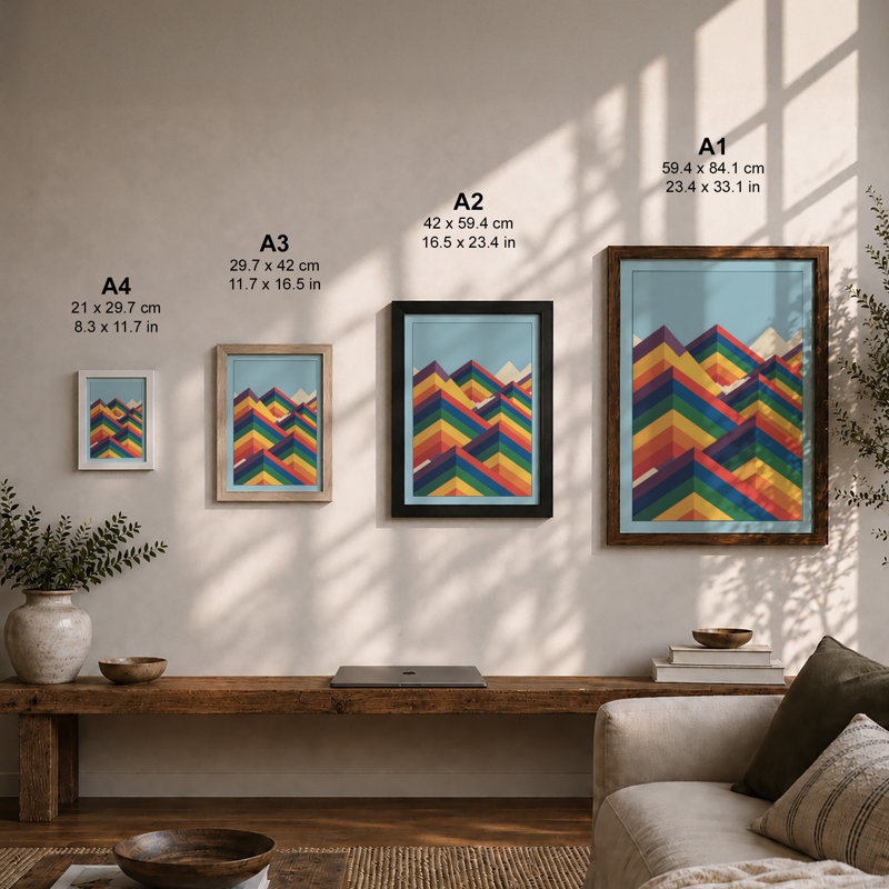 Ascending Chevrons Geometric - Print, Unframed, A3 - 42.0 x 29.7 cm