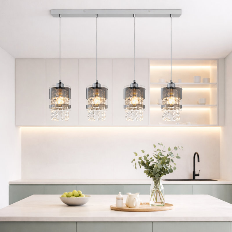 Osterhoudt 4 - Light Crystal/Kitchen Island/Cluster Modern Linear LED Pendant