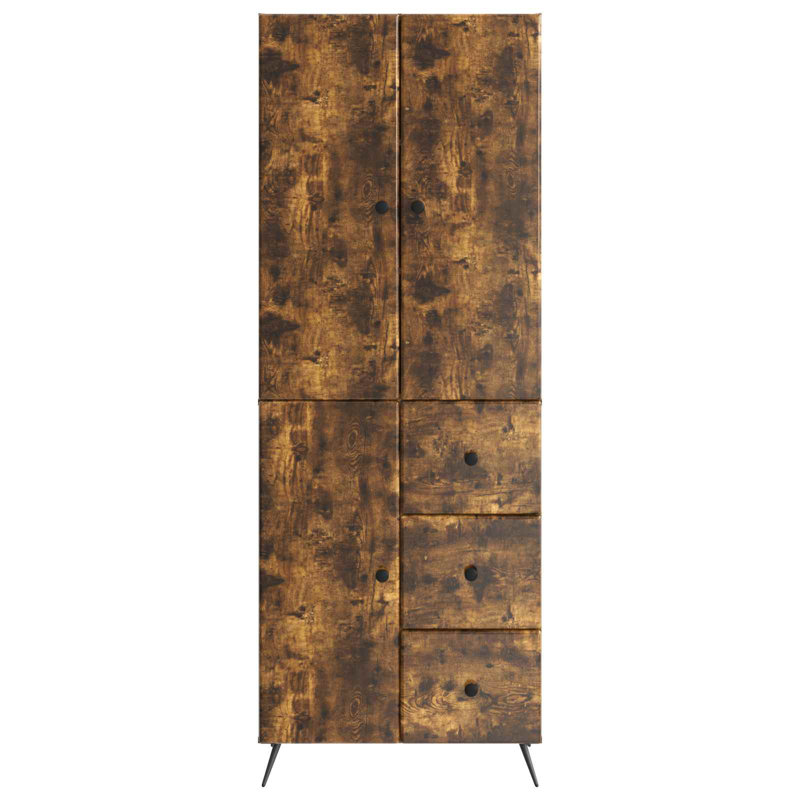 3 -Door 3 -Drawer 3 -Shelf Storage Cabinet, Smoked Oak