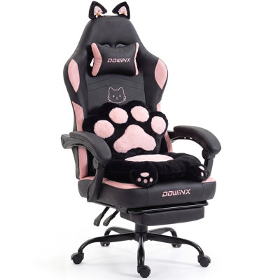 Fauteuil de jeu mignon avec oreille de chat avec support lombaire et coussin Paw Print