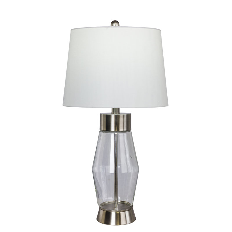 Lampe de table 26 po Resaca, Acier brossé, Blanc