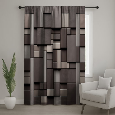 Rideaux transparents et rectangulaires à motif géométrique brique - 1 panneau