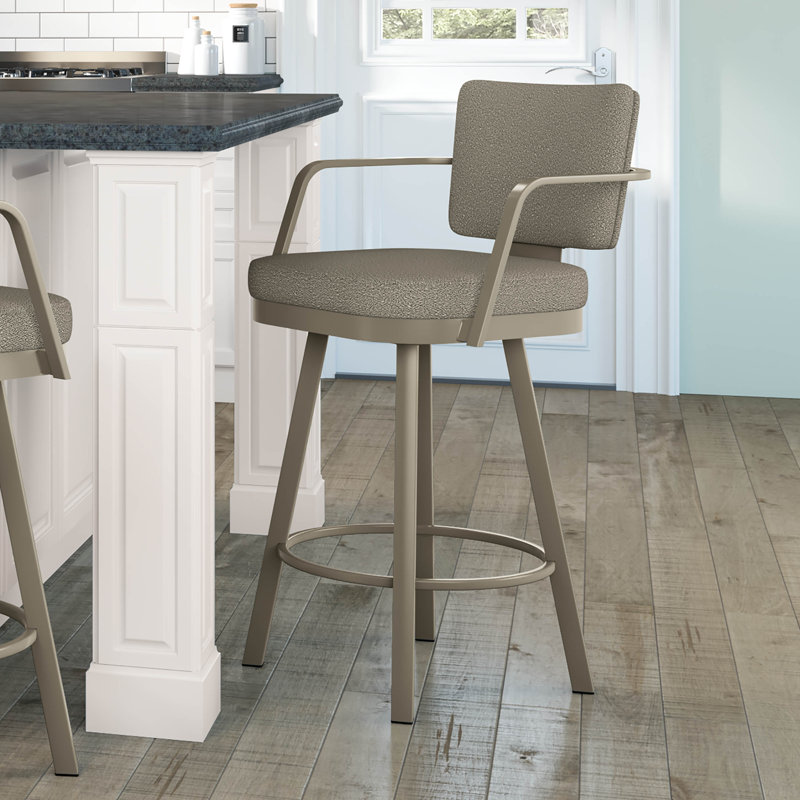Tabouret de bar et de comptoir pivotant Alfeo, Ivoire / gris anthracite, Gris chaud