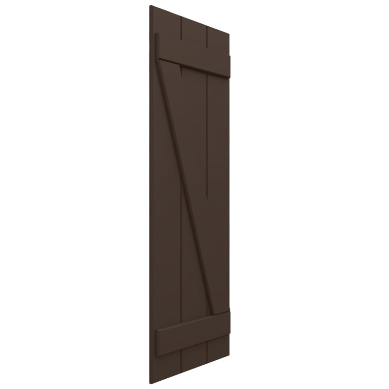 L 16 1/8 po x H 61 po avec trois volets EnduraCore en composite et tableau en Z, brun raisin (par paire - quincaillerie non incluse)