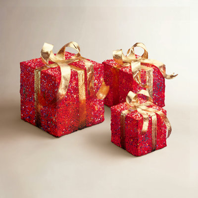 Pre-Lit Sisal Gift Box Set