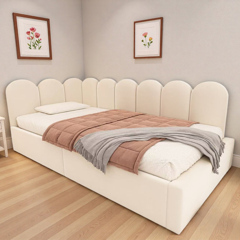 Upholstered Daybed With Hydraulic Storage And Adjustable Side Panels, Beige